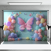 Lofaris Sweet Butterfly Balloons Floral Cake Smash Backdrop